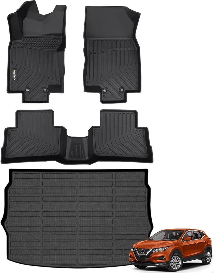Wailtnb- Floor Mats & Cargo Liner Set Custom Fit 2017-2022 Nissan Rogue Sport Cargo Tray Highest Position All Weather Floor Liners for Nissan Rogue Sport Cargo Liner Mat Accessories for Rogue Sport