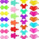 WILLBOND 100 Pieces Girls Hair Barrettes Self Hinge Plastic Clip Toddler Kids Baby 80s 90s Clip Colorful Cute Cartoon Hair Pin Accessories(Butterfly, Plum Blossom, Bow, Heart-Shaped)