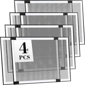 Lounsweer 4 Pcs Expandable Window Screen Adjustable Sliding Window Screen Mesh with Aluminum Frame for Home House (25"-45" W X 18" H)