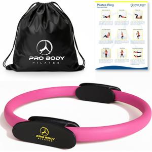 ProBody Pilates Fitness Circle  14 Inch Pilates Ring for Focusing on Toning Inner Thighs, Arms, and Core (Pink)