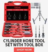 Kolvoii Cylinder Hone Tool Set with Tool Box, Adjustable Engine Cylinder Honing Tool for Sizes 3/4" to 7" Cylinders, 1-1/8", 3" and 4" Diameters with Extra 11 Piece Replacement Honing Stones 220 Grit (Red)