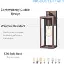 Outdoor Wall Light with Clear Glass, Anti-Rust Exterior Wall Sconce, Weather Resistant Outdoor Lantern, Exterior Lighting for Porch, Patio, Garage, Entryway (Oil-Rubbed Bronze, 15.5"Height-1 Pack)