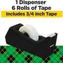 Scotch Magic Tape, Invisible, Holiday Supplies and Gift Wrap Tape, 6 Rolls with Dispenser, 3/4 x 1000 Inches