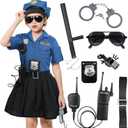 Tacobear Girls Police Officer Costume Cop Uniform Dress with Toy Accessories Birthday Cosplay Outfit Halloween Dress Up Set (S(5-6 years))