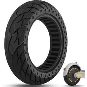 10 inch Solid Rubber Tire, 10X2.5, 60/70-6.5 Tubeless Tyre for Ninebot Max G30 G30P G30LP Electric Scooter Front/Rear Tire, Puncture-Proof Design Explosion-Proof Wheel Replacement Black 1pc