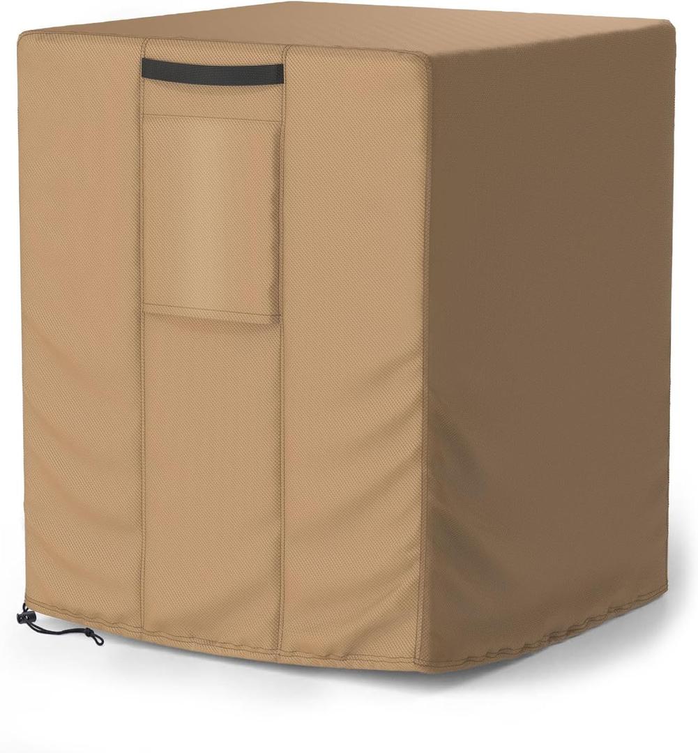Mrrihand Central Air Conditioner Cover for Outside Units Waterproof Heavy Duty AC Unit for Outdoor Large AC Cover for Winter (24"X24"X22")-Brown