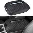 INTGET Center Console Armrest Cover for Chevy Silverado & GMC Sierra Accessories 2014 2015 2016 2017 2018,Leather Arm Rest Box Lid Protector (Black Pad, Bucket Seat 2014-2018 Silverado/Sierra etc.)