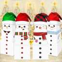 MotiMind 16 Pcs Christmas Snowman Stackable Gift Boxes with Hats in 4 Designs Stackable Snowman Gift Box Tower Xmas Nesting Box for Gift Wrapping Party Decor Christmas Stacking Gift Boxes