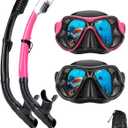Snorkeling Gear for Adults Kids, Dry-Top Snorkel Mask Set, Anti-Fog Scuba Diving Snorkle mask Set Adult Youth, Panoramic Wide View Dive mask, Adjustable Swimming Diving Snorkeling Packages (Black+Pink2 Pack)