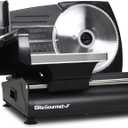 Elite Gourmet EMT-625B Ultimate Precision Electric Deli Food Meat Slicer Removable Stainless Steel Blade, Adjustable Thickness, Ideal for Cold Cuts, Hard Cheese, Vegetables & Bread, 7.5, Black (Stainless Steel & Black)