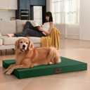 Outdoor All Weather Large Dog Bed, Waterproof Dog Bed for Large Dogs 36x27 Inch, Orthopedic Egg Crate Foam Pet Bed with Washable Removable Oxford Cooling Cover, Dark Green