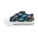 EUXTERPA Kids Toddler Sneakers Boys Canvas Shoes Walking Sneaker with Easy Fasten Strap, Black Dinosaur, Little Kid Size 12
