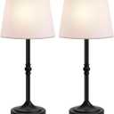 2 Pack Rechargeable Cordless Table Lamp, 5000mAh Battery Operated Lamps, Wireless 3-Level Dimmable Touch Lamp, Portable Night Bedside Brass Lamp, Desk Light for Patio Restaurant Dinnin (Black)