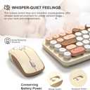 FOPETT Wireless Keyboard and Mouse Cute Mouse and Keyboard 2.4G Wireless Keyboards with Colorful 68 Keys Typewriter Retro Round Keycap for PC, Laptop,Tablet,Computer Windows - Milk Tea Colorful
