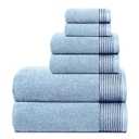 Belizzi Home 100% Cotton Ultra Soft 6 Pack Towel Set, Contains 2 Bath Towels 28x55 inchs, 2 Hand Towels 16x24 inchs & 2 Washcloths 12x12 inchs, Compact Lightweight & Highly Absorbant - Sky Blue