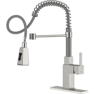 APPASO Square Kitchen Faucets with Pull Down Sprayer, 3 Modes SUS304 Stainless Steel Faucet for Kitchen Sink, Single Handle Kitchen Sink Faucet, Brushed Nickel (Silver)