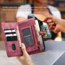 Google Pixel 6A Leather Detachable Wallet Zipper Case with 11 Card Slots Holder Magnetic Case for Google Pixel 6A Flip Wallet Handle Wrist Strap Pocket Handbag (Pixel 6A, Red)