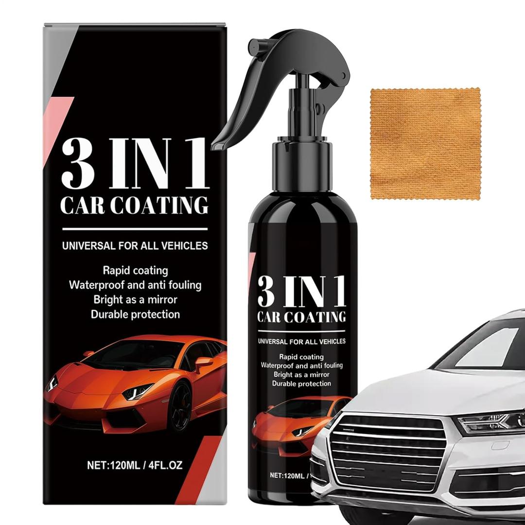 Car Coating Spray - 120ml Coat Car Wax,Scratch Polish with Towel, Waterless Car Wash for Automotive Refurbishment Restoration Cleaning Detailing