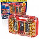 Ontel Battery Daddy Storage & Organizer Case w/Tester, Stores & Protects Up to 180 Batteries, Double-Sided, Clear Locking Lid, Secure Latches & Portable Carrying Handle - Red (Batteries Not Included)