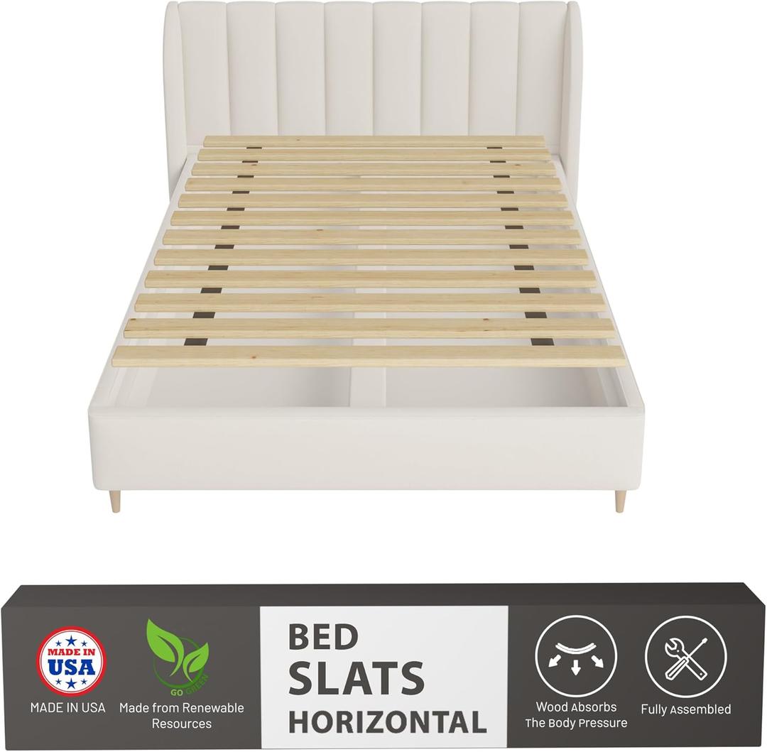 Greaton, 0.68-Inch Horizontal Wooden Bunkie Board/Bed Slats, 72" x 39", Beige