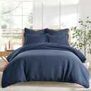 Levtex Home Cloud Waffle King/Cal King Comforter Set (106x94in) with 2 Pillow Shams (36x20in) - Solid Waffle Cotton Texture - Navy - 100% Cotton King Size Comforter Set - Soft, Pre-Washed