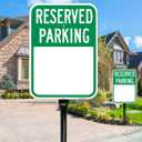 Blank Reserved Parking Signs with 54 Inch Heavy Duty Metal Stake, 14x10 Inch Reflective Aluminum, 2Pack with Hardware