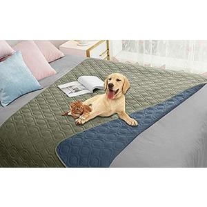 Ameritex Waterproof Dog Bed Cover Pet Blanket for Furniture Bed Couch Sofa Reversible, 52x82 Inch (Pack of 1), Green+navy Blue