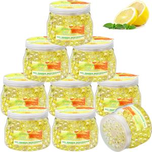 9 Pack Odor Eliminator Gel Beads Bulk 10 Ounces Air Freshener Gel Beads Odor Eliminator for Home, Bathrooms, Cars, Boats and Pet Areas(Lemon)