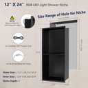 12" X 24" RGB LED Shower Niche No Tile Needed, Stainless Steel Shower Niche Insert Tile Ready, Recessed Wall Shelf for Bathroom Storage Organizer with Remote Control, Matte Black