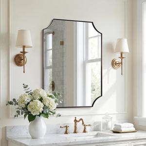 ANDY STAR Bronze Mirror 22"x30", Brushed Bronze Scalloped Bathroom Mirror, Rectangle Wall Mirror in Premium Stainless Steel Metal Thin Frame, Hangs Vertically or Horizontally