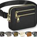 Capolo Fanny Packs for Women Fashion Waist Packs Bag with Adjustable Strap and 4 Zipper Pockets Waterproof Everywhere Crossbody Belt Bag for Workout Running Travelling(Black)