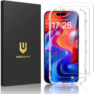UNBREAKcable 2-Pack Screen Protector for iPhone 16 Plus, Double Shatterproof Tempered Glass [Easy Installation Frame] [9H Hardness] [99.99% HD Clear] [Case Friendly] for Apple iPhone 16 Plus 6.7 inch
