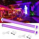 Black Light Bar 15W 1ft LED Blacklight for Glow Party Fluorescent Tapestry Poster Body Paint UV Strip Lights for Cabinet and Display, 2 Packs