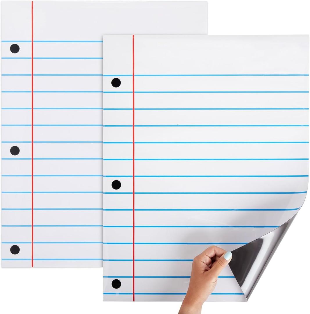 Bright Creations Magnetic Whiteboard Accessories Dry Erase Lined Notebook Paper  17 x 22 in, Pack of 2, White, Vertical  Bulletin Board Paper