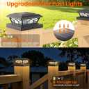 Brightever 4x4 3.5x3.5 Solar Post Cap Lights, 12-Pack Solar Powered Fence Post Light Outdoor Waterproof for Vinyl/Wooden Post, 2 Modes(Warm/Cool Light), Black Solar Deck Post Lights for Patio, Porch