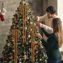 Soulchen 16 Pcs Neutral Velvet Ribbon Bows Christmas Ornaments Khaki Large Vintage Double Layer 11.8" x 29.5" Vintage Christmas Tree Decoration Staircase Bows for Xmas Wreath Winter Outdoor Indoor