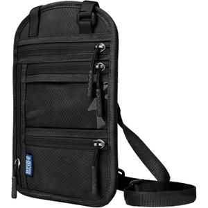 RFID Blocking Travel Neck WalletHidden Passport Holder & Anti-Theft Money Pouch for Men & Women, Lightweight Concealed Travel Organizer with Adjustable Strap Secure Document (Black)