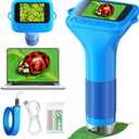 Odatay Microscope for Kids with 12 Slides, 100X-1000X 1080P Digital Handheld Kids Microscope, Mini Portable Pocket Miniscope Science Toys Gifts for 3+ 4 5 6 7 8 9 10 11 12 Year Old Boys Girls, Blue