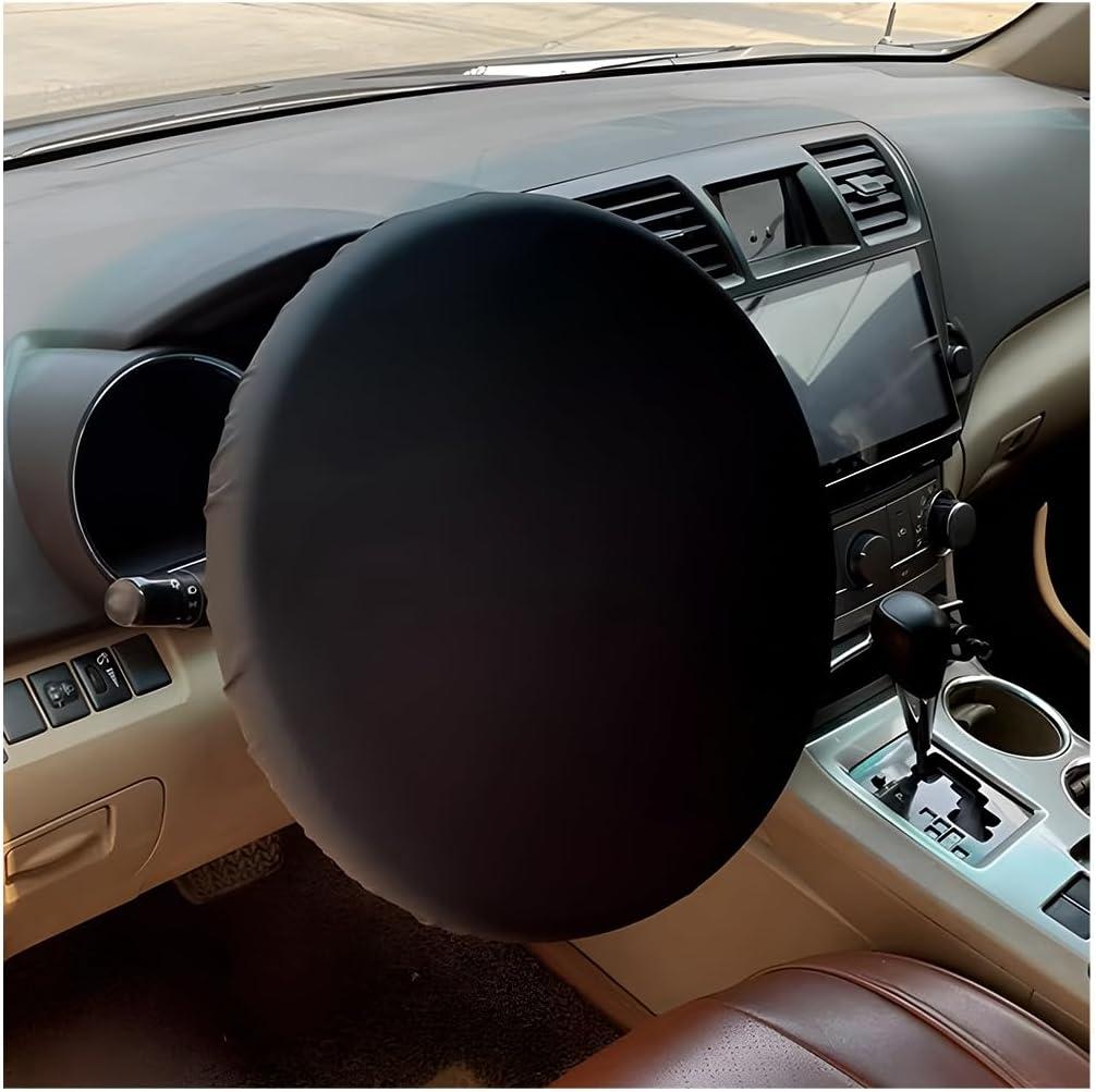 Zpana Car Steering Wheel Sun Shade Cover, Anti Heat Vehicle Steering Wheel Sunshade Shield, Automotive Interior Wheel Sun Block Protector Accessories, Universal for SUV, Sedan, Truck (Black)