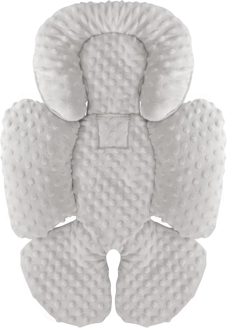 KAKIBLIN Infant Car Seat Insert, Carseat Head Insert & Body Support for Newborn, 2-in-1 Reversible Newborn Car Seat Cushion, Soft Stroller Insert for Car Seats, Bouncer, Strollers, Swing (Gray)