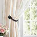 Curtain Holdbacks 2 Pack, HOTOZON Decorative Curtain Tieback with Screws Wall Mounted, Curtain Hooks for Drapes with Simple End Finials, Black (1 Pair/2 Pack), Small
