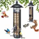 Kingsyard Squirrel Proof Bird Feeders for Outdoors with Weight-Activated Perches, 3 Lbs Capacity Large Metal Bird Feeder for Small Wildbirds Finch Cardinal Bluebird, Weatherproof, Black