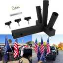Triple Hitch Mount Flagpole Holder Univesal for Standard 2 inch Trailer Hitch Receivers, Compatible with Jeep Truck SUV RV Pickup Camper Trailer Hitch Flag Pole Holder