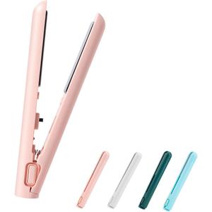 Curling Iron, Mini Dual-Purpose Curling Iron, 2-in-1 Mini Curlings Wand & Flat Irons Hair Straightener, Cozy Home Curlings, for All Hair Types, Rapid Heating (Pink)