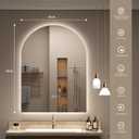 24x32 Inch Arched LED Bathroom Mirror with Backlit, Dimmable Lighted Illuminated Mirror, Anti-Fog, 3 Colors, Memory, Shatter-Proof, ETL Listed