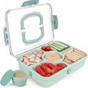 Large Snackle Box Container with Dip Container, 5 Compartments Snack Container with Lid and Handle, Veggie Fruit Divided Serving Tray for Party, Picnic, Dishwasher Safe, BPA-Free