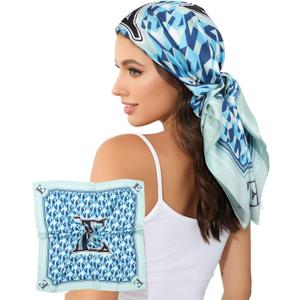 AWAYTR 35 Satin Head Scarves Women Like Silk Scarf Hair Bandanas Women Matte Neck Scarf Head Wrap Hair Headscarf