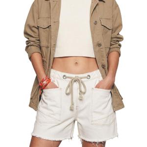 Mewunan Women's Moxie Barrel Jean Shorts 2026 Summer Casual Drawstring Baggy Denim Shorts Y2K Raw Hem Loose Fit Short Jeans, M
