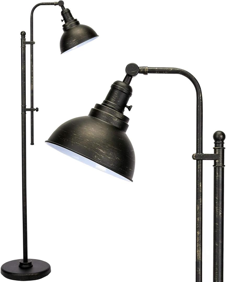 VONLUCE Floor Lamp for Living Room, 65" Tall Industrial Floor Lamp, Adjustable Height & Head Vintage Metal Standing Reading Pole Lamp for Bedroom, Office, Farmhouse (Aged Bronze)