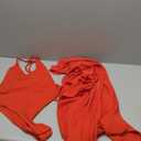 Womens Summer 2 Piece Maxi Skirt Sets Sexy Halter V Neck Backless Thong Bodysuits Wrap Beach Cover Ups Vacation Outfits (Large, Red)